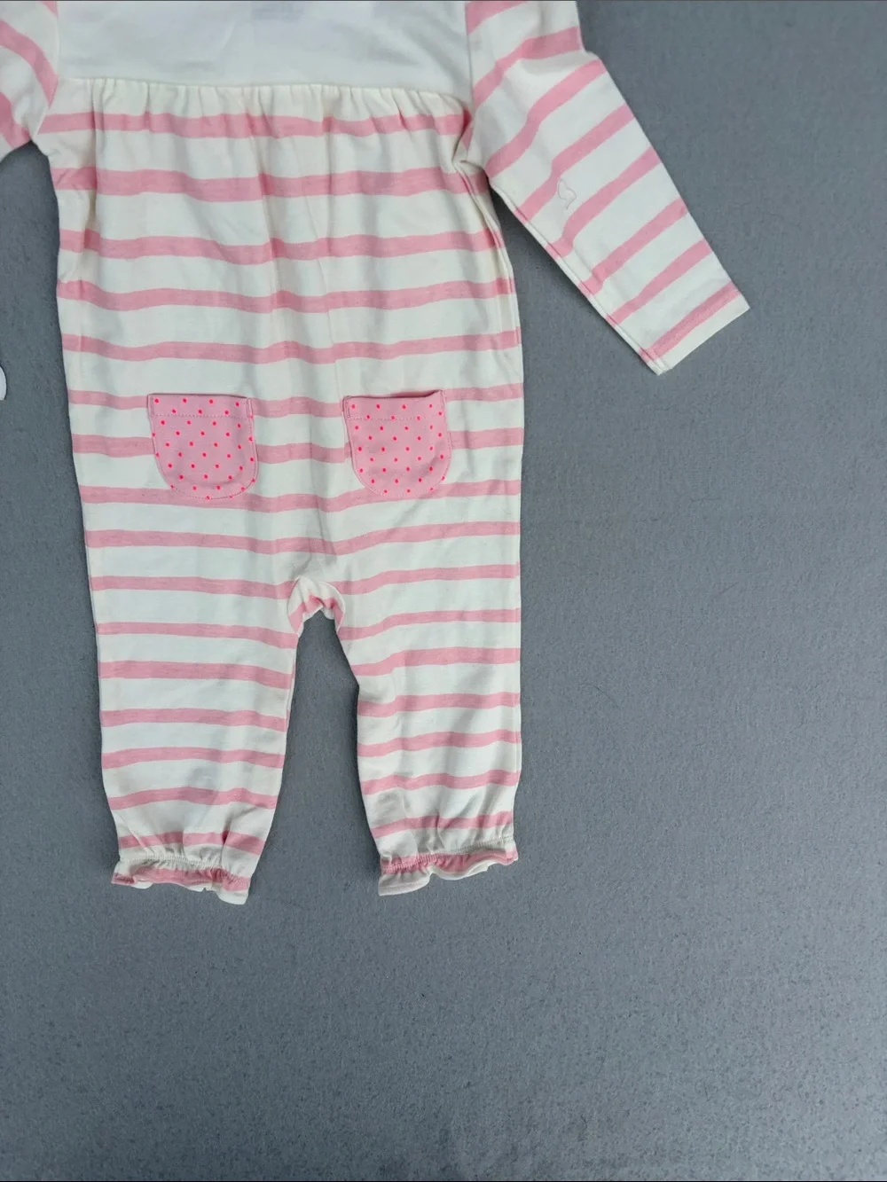 Gymboree Pink and White Striped Long-Sleeve Footie with Bow